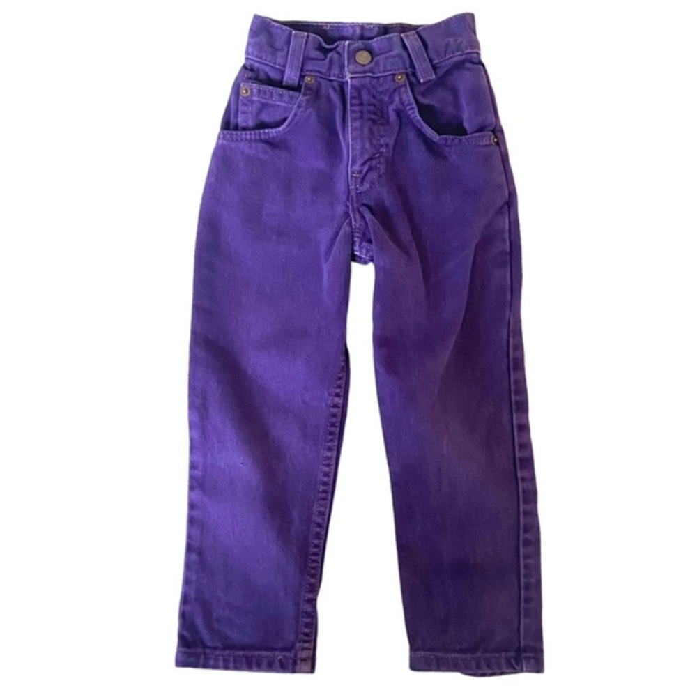 VINTAGE 80s Jeans LEVIS Little 550 Purple Slim Straight Waist Dyed Pants